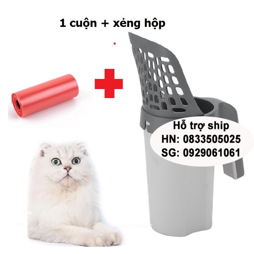 Xẻng xúc phân mèo thông minh kèm túi hốt- Xẻng hộp xúc cát mèo