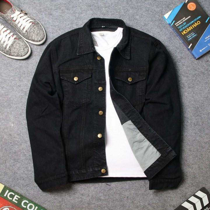 ÁO KHOÁC JEAN ĐEN TRƠN FOME RỘNG NAM + NỮ CHẤT ĐẸP A42