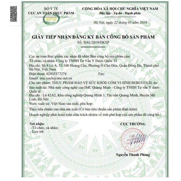 CỐM VI SINH BEBUGOLD – Hỗ trợ tăng cường tiêu hóa (Hộp 15 gói)