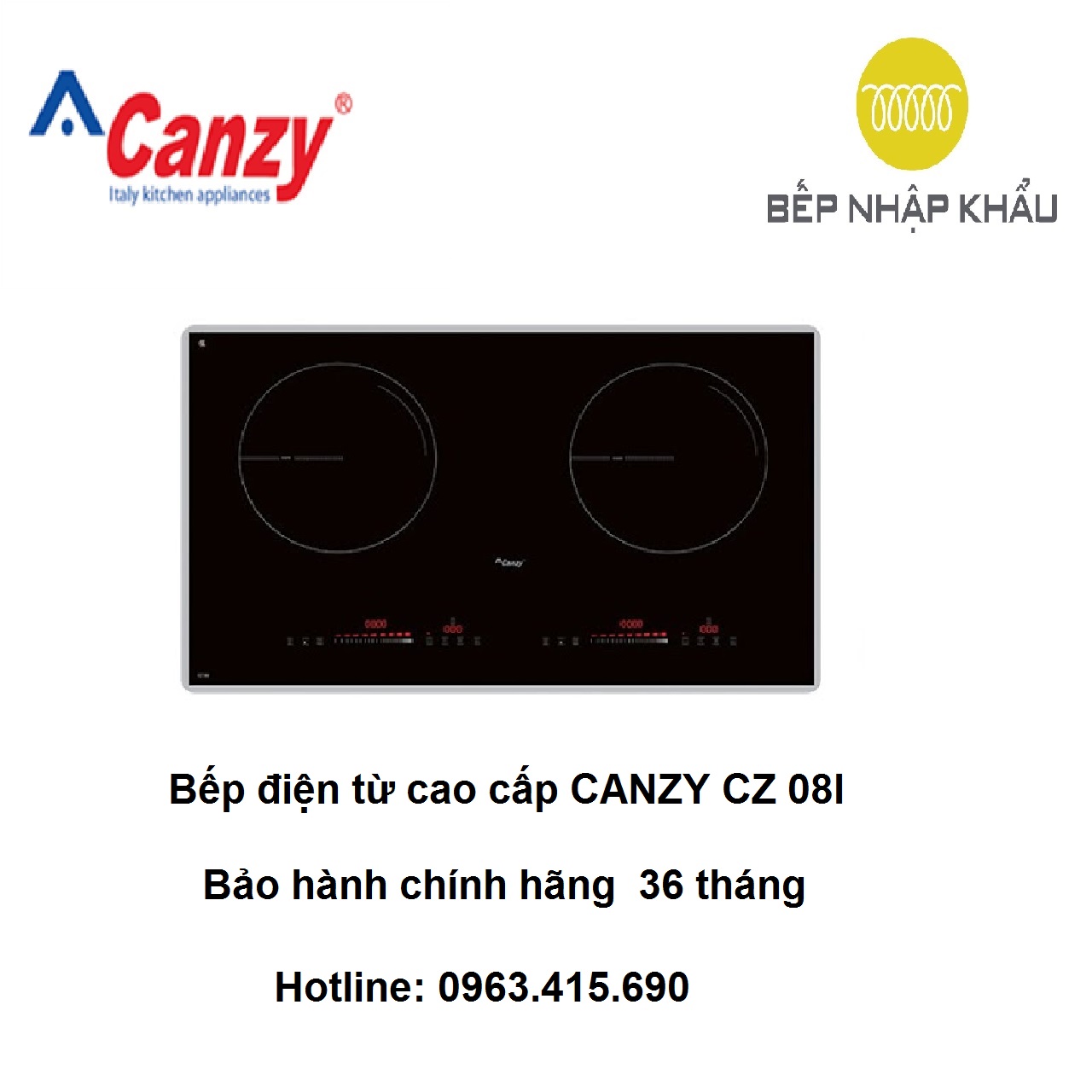 Bếp điện từ cao cấp Canzy CZ 08I, thiết kế đẹp mắt, tinh tế, nhiều tính năng thông minh, giúp nâng cao hiệu quả nấu nướng, tiết kiệm điện năng