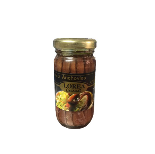Cá cơm biển Anchovy phi lê sốt dầu ôliu hiệu Gourmet Lorea ,100g