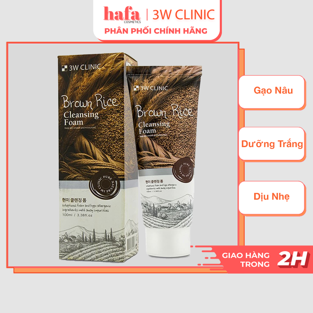 Sữa Rửa Mặt Chiết Xuất Gạo Nâu 3W Clinic Brown Rice Foam Cleansing 100ml _ 3W Clinic Chính Hãng