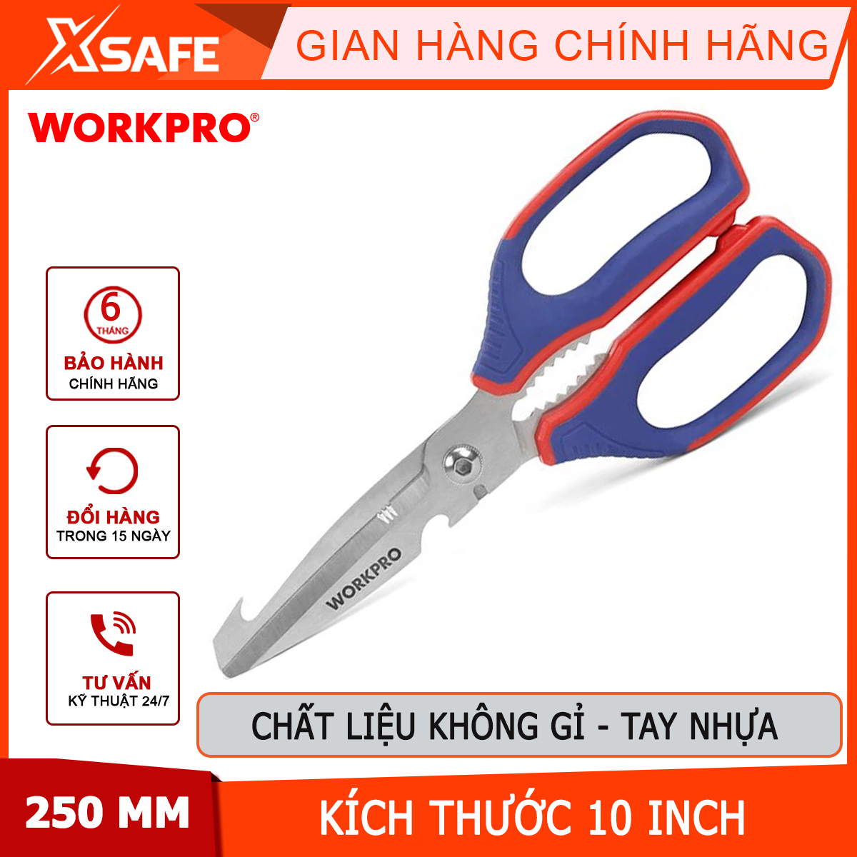 Workpro 250mm multi-function kitchen scissors-w0214006