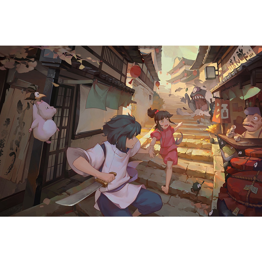 Poster A4 dán tường Anime, decal 21x30 trang trí có keo Spirited Away Wallpapers (1), nhận in theo yêu cầu