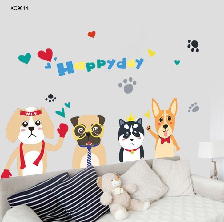 [HCM] Decal dán tường hình các chú chó Happy Day
