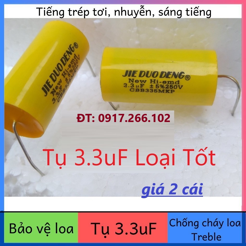2 cái tụ, tụ lọc phân tần gắn loa treble loại tốt 3.3uf 250v cao cấp