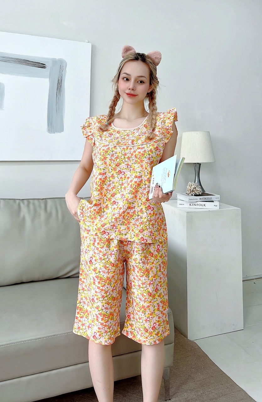 [HCM]ĐỒ BỘ LỤA MẶC NHÀ HOA NHÍ DỄ THƯƠNG