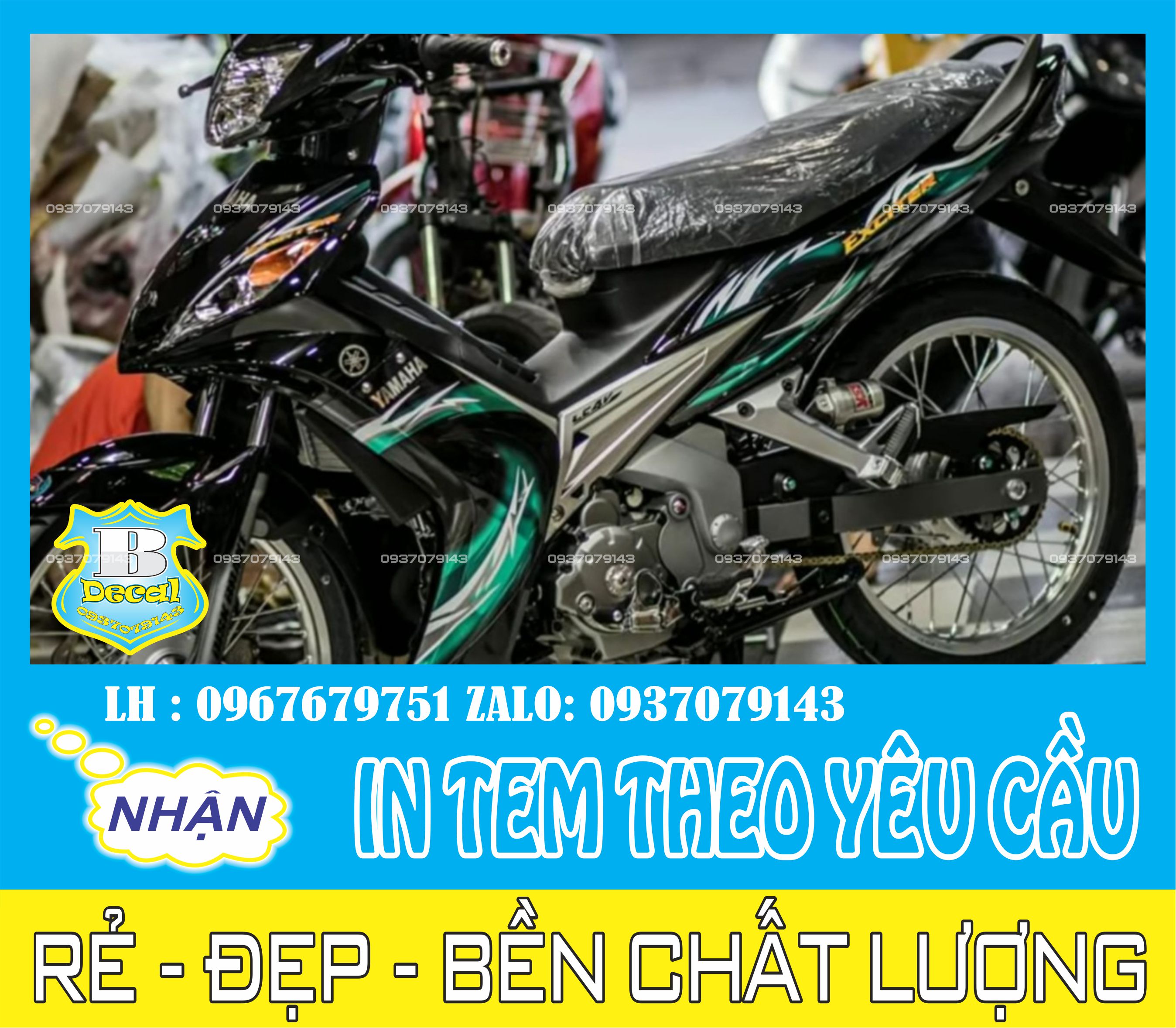 Tem rời exciter 2010 dán xe đen