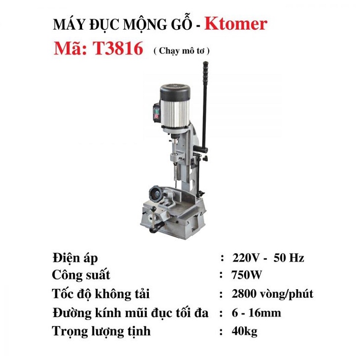 Máy Đục Mộng Gỗ Ktomer 750W T3816
