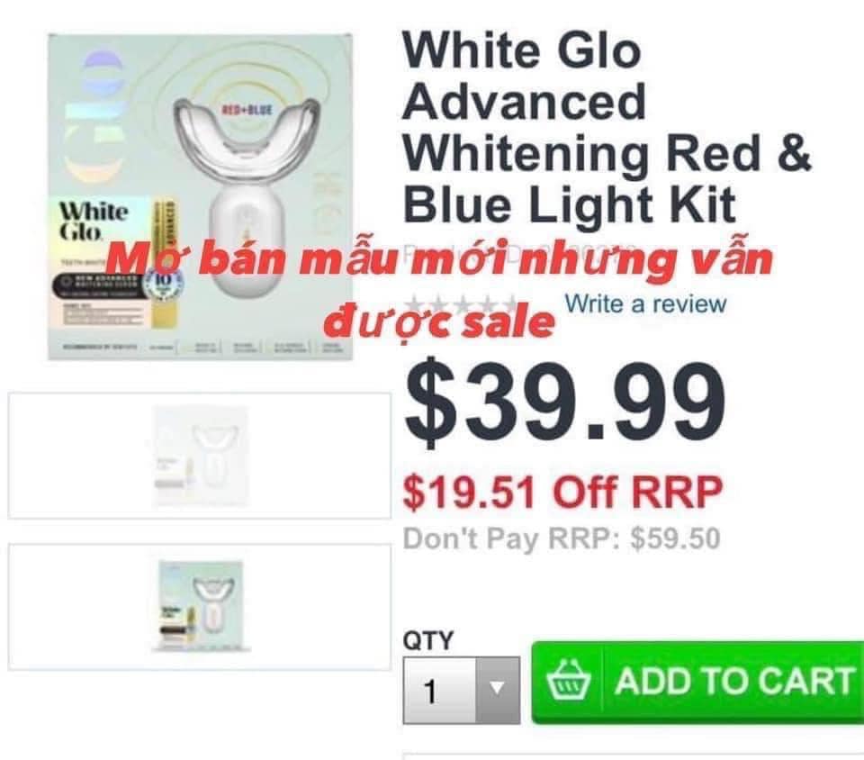 Bộ làm trắng răng White Glo White Accelerator Blue Light Teeth Úc