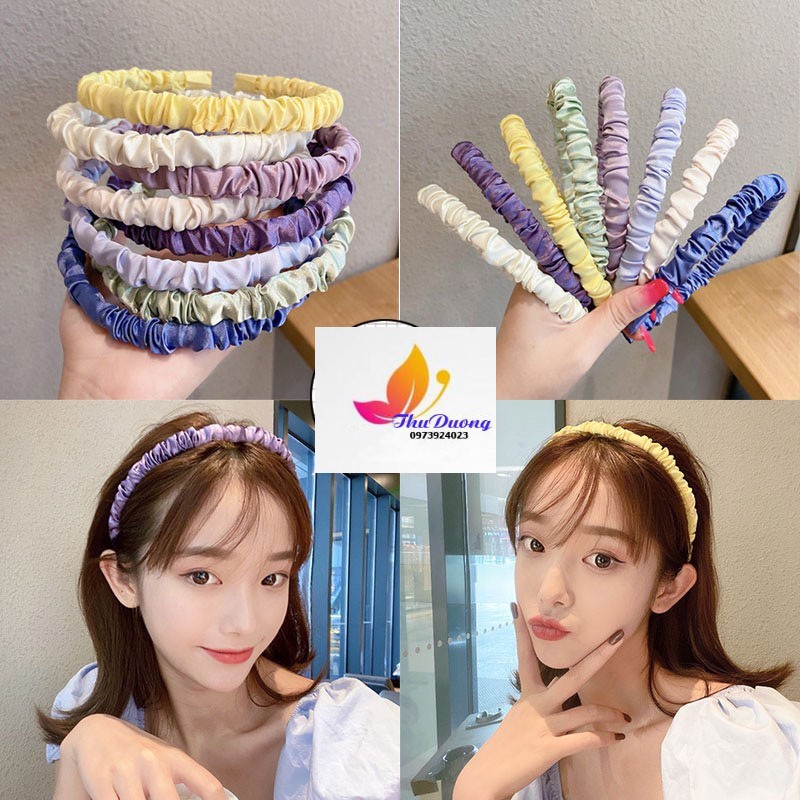 Cài tóc vải lụa satin nhúng bèo phong cách hàn quốc