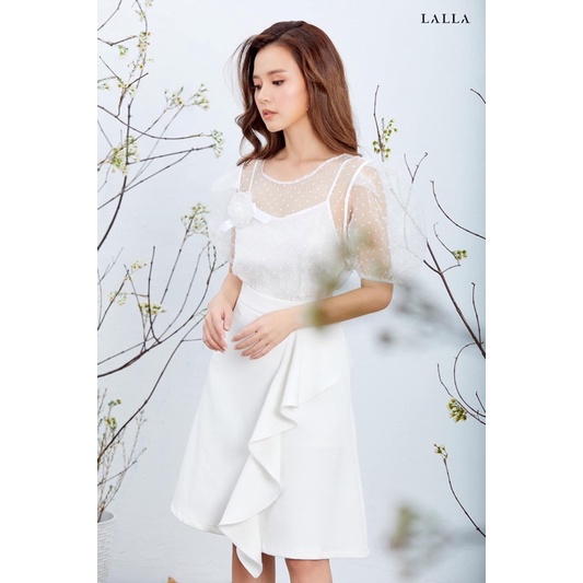 LALLA - Chân váy Vaxo chữ A có bèo xéo nữ