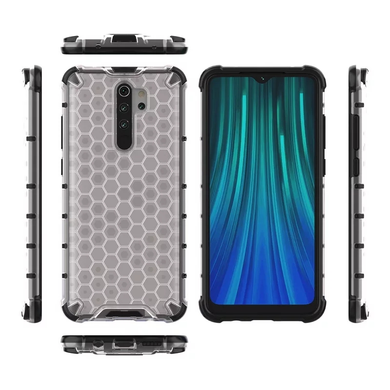 Xiaomi Redmi Note 8 Pro note8pro - Ốp lưng chống sốc 2 lớp bảo vệ kết hợp nhựa cứng(PC) + nhựa dẻo(TPU) lưng nhám vân tổ ong chống bám bụi bẩn