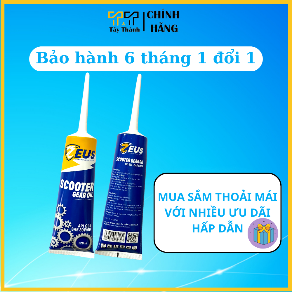 Nhớt láp Zeus Scooter Gear Oil bôi trơn cho hộp số các loại xe tay ga, chống mài mòn bánh răng và hoạt động ở áp lực cao - Chuyên dầu nhớt xe tay ga