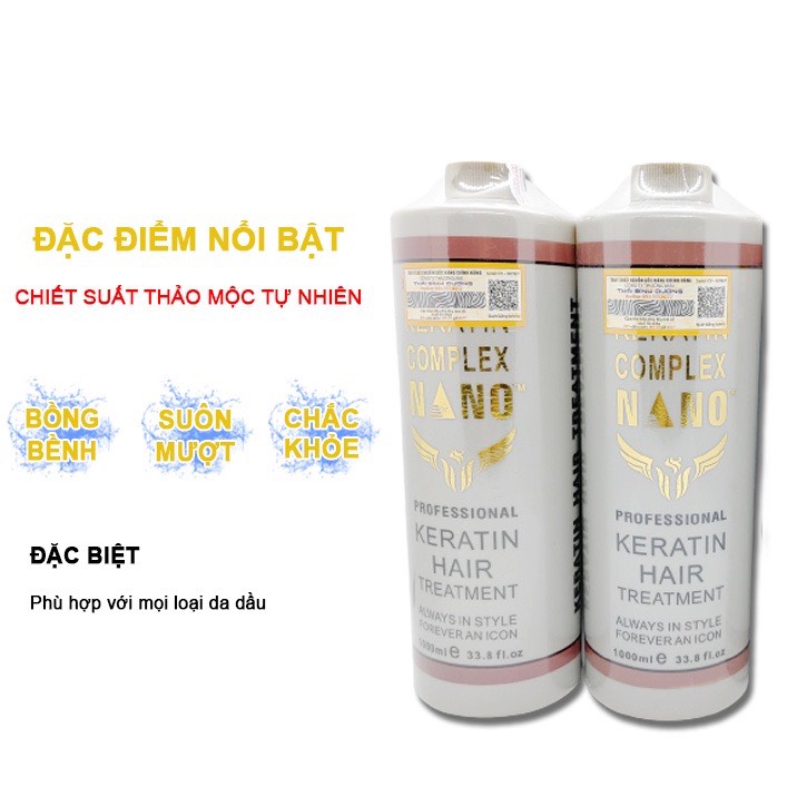Hấp Tóc Keratin Nano Complex ( Hấp Nano Xám) - Chuyên Phục Hồi Tóc Nát, Cháy 1000ML