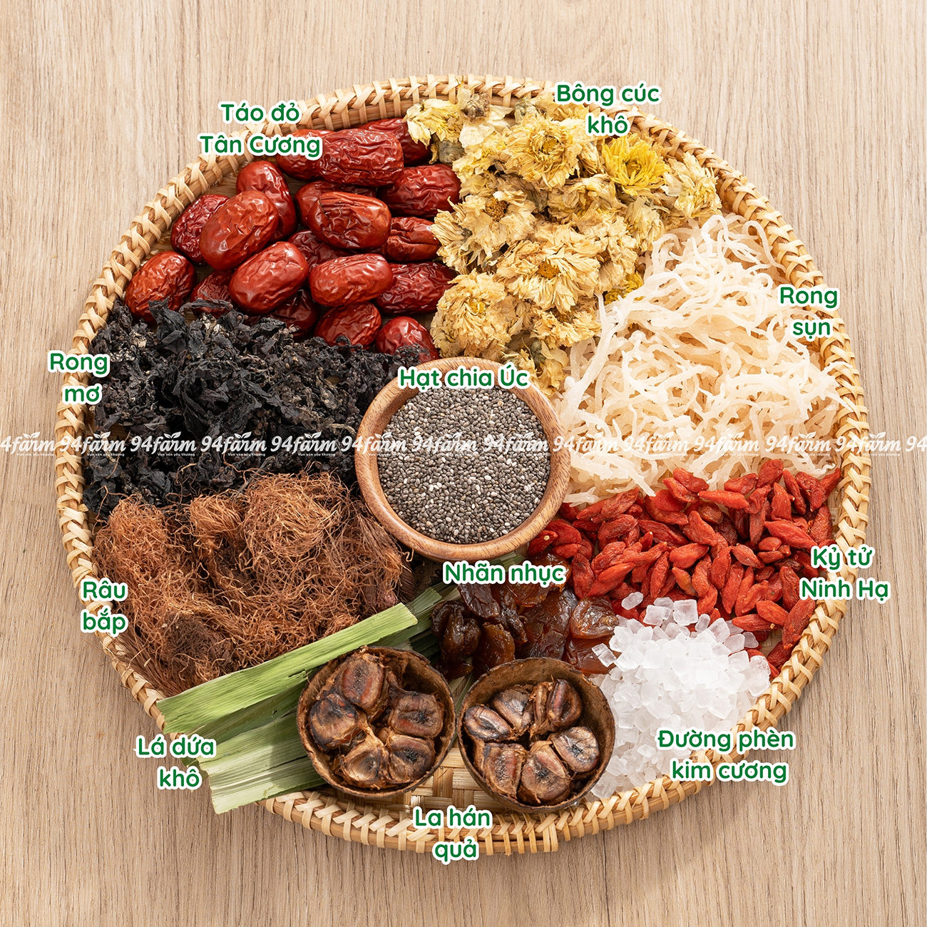 Sâm bí đao Hạt chia Sâm bông cúc Set nấu 4-6 Lít