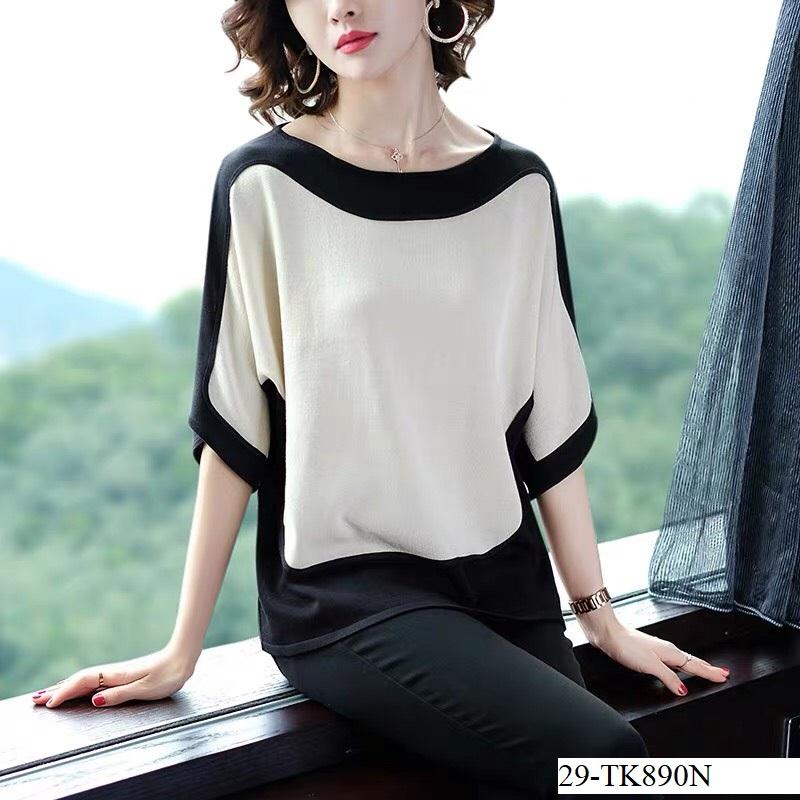 TK890N-ÁO KIỂU NỮ PHỐI MÀU TAY LỠ S-6XL