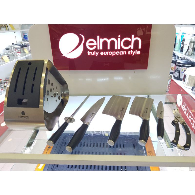 Bộ dao inox Elmich 7 món (4 dao, 1 kéo, 1 thanh mài dao, 1 giá để dao) EL3800