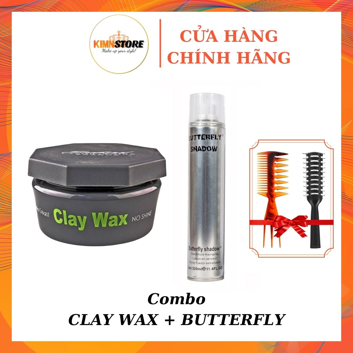 Combo Sáp vuốt tóc CLAY WAX 100g & Gôm xịt tóc nam (mẫu tùy chọn)