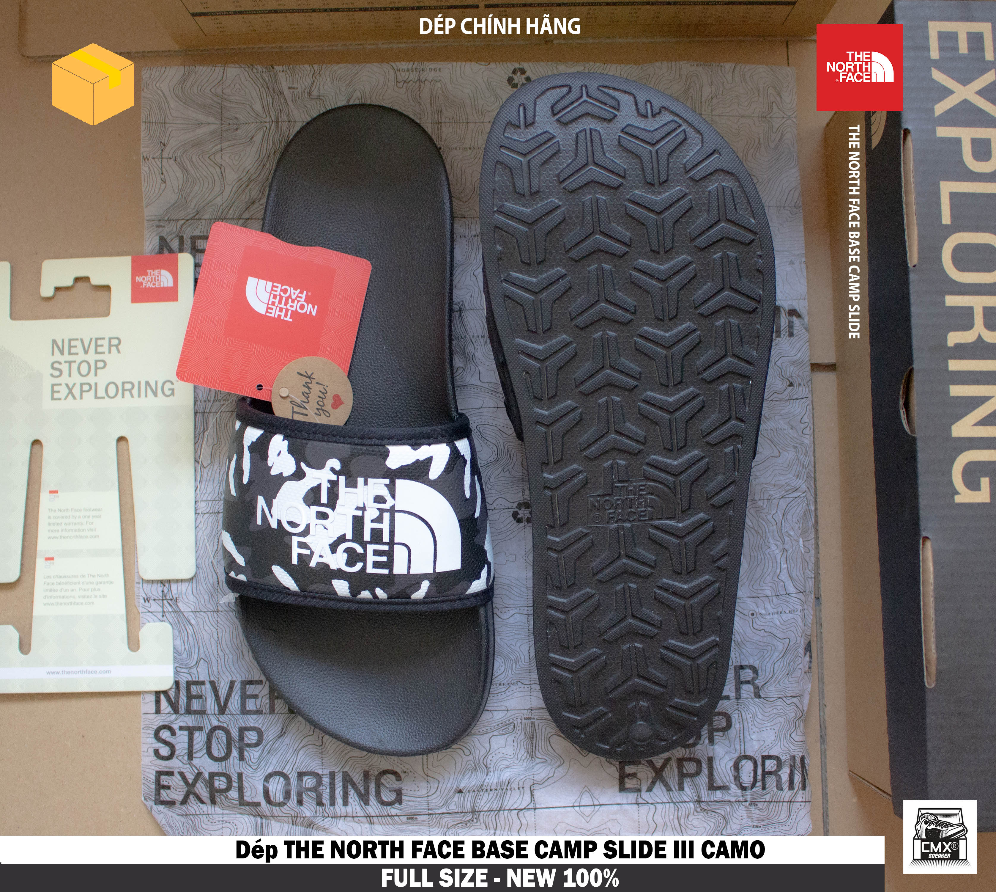 😘 [ HÀNG CHÍNH HÃNG ] Dép The North Face Base Camp III Camo - REAL AUTHETIC 100%