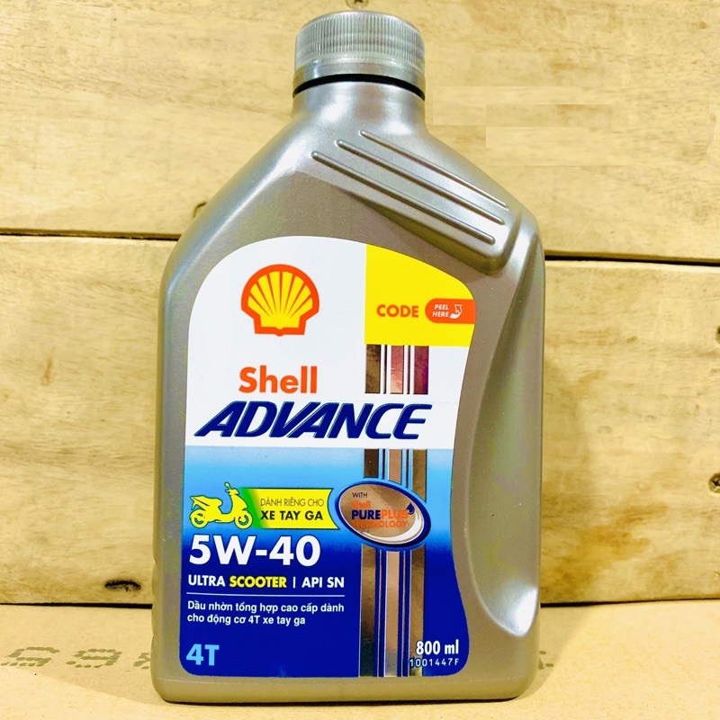 [Nhớt Shell giá rẻ] Nhớt shell Advance ultra 5W40 cho xe tay ga, nhớt xe ga shell ultra 5W40 chai 800ml và 1 lít nhớt full tổng hợp 100%