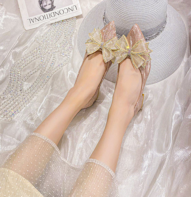 Giày Gót Vuông Đính Nơ Big Size _ HÀNG CÓ SẴN (size 40➡️43)