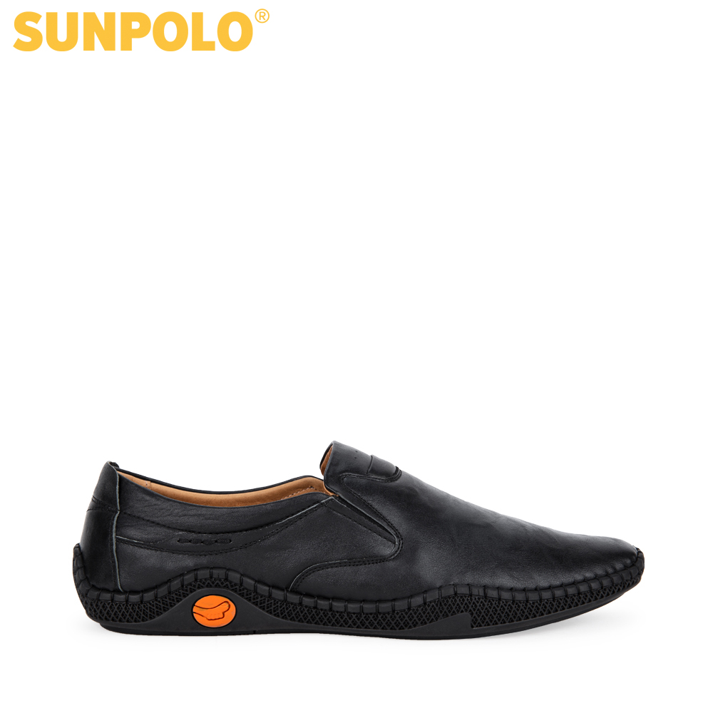 Giày lười nam da bò SUNPOLO SUS513 (Đen)