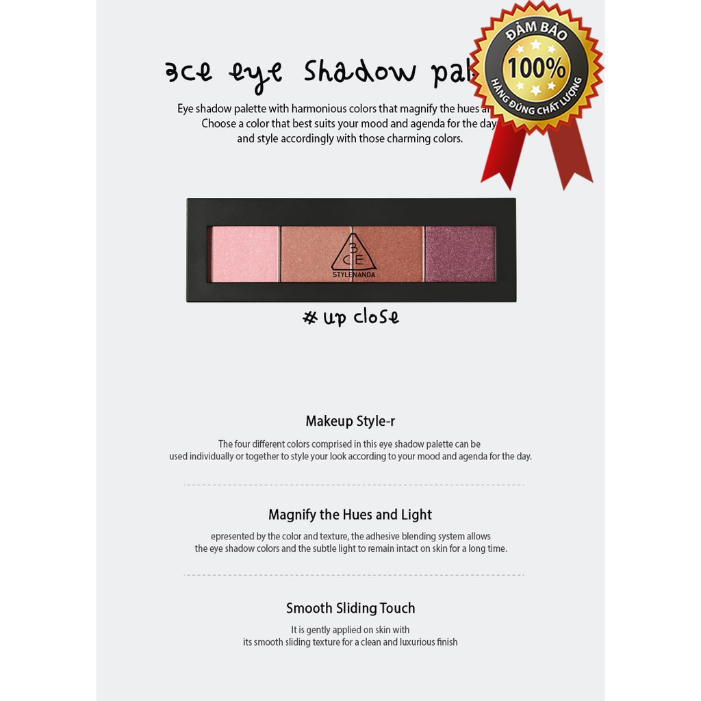 Bảng phấn mắt 4 màu 3CE EYE SHADOW PALETTE #UP CLOSE