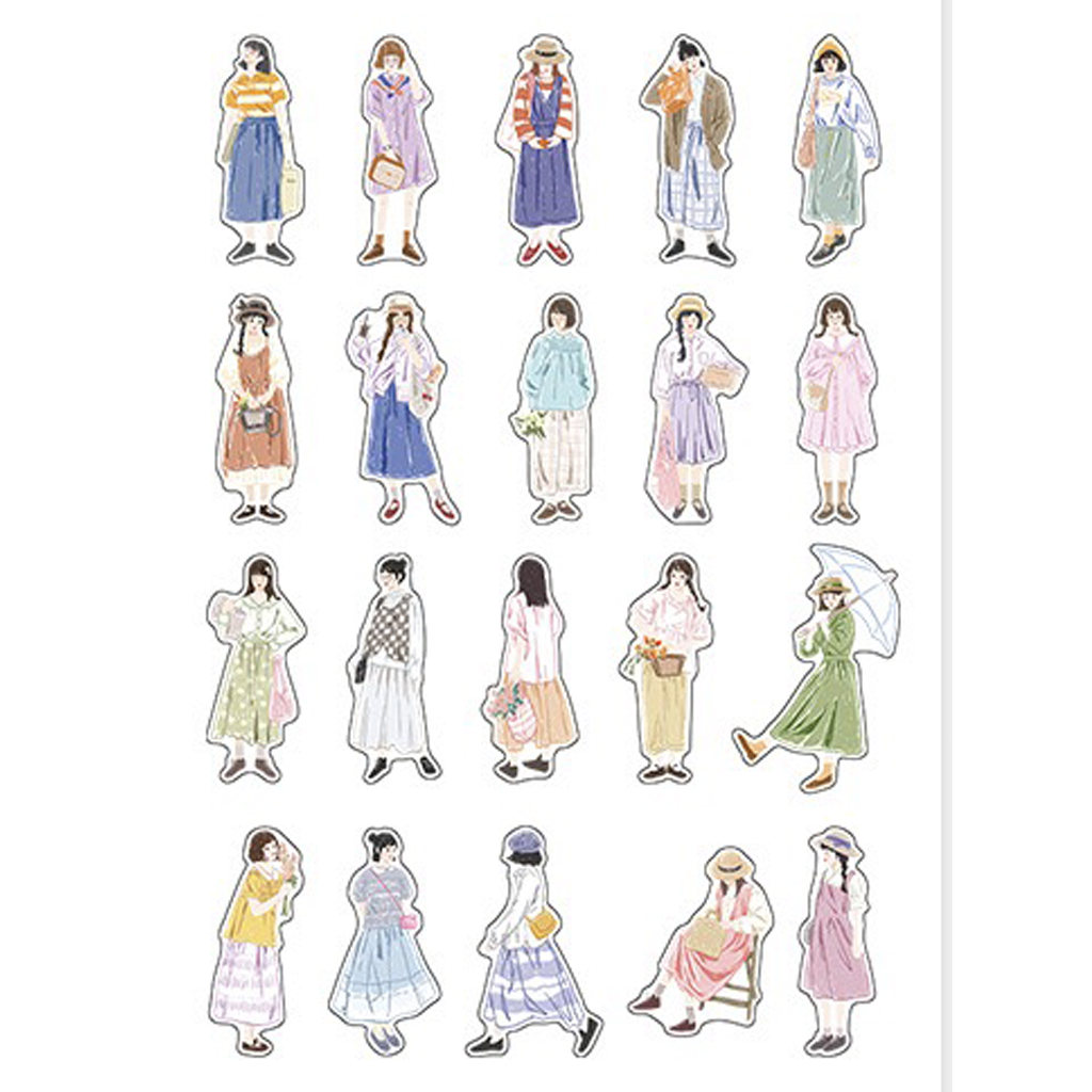 Gói 40 stickers cuộc sống cô gái dễ thương dùng để trang trí sổ tay nhật kí