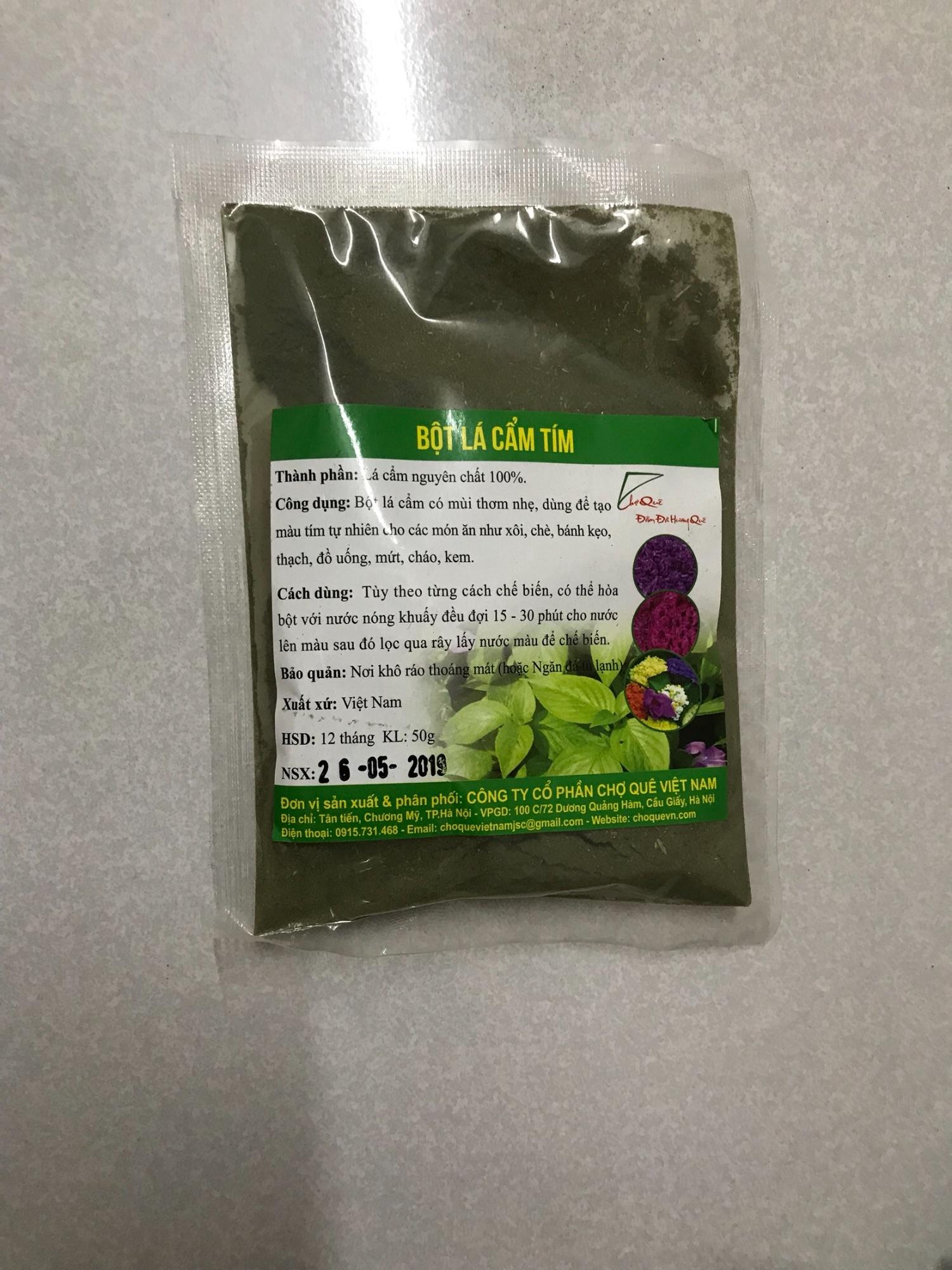 Bột lá cẩm tím tạo màu tím Chợ Quê 50g