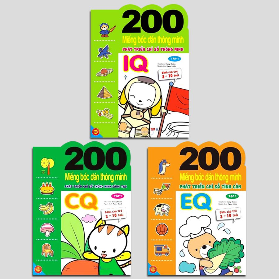Sách - 200 Miếng bóc dán thông minh 2-10 tuổi (Bộ 6 quyển, bộ 3 quyển, lẻ tùy chọn)