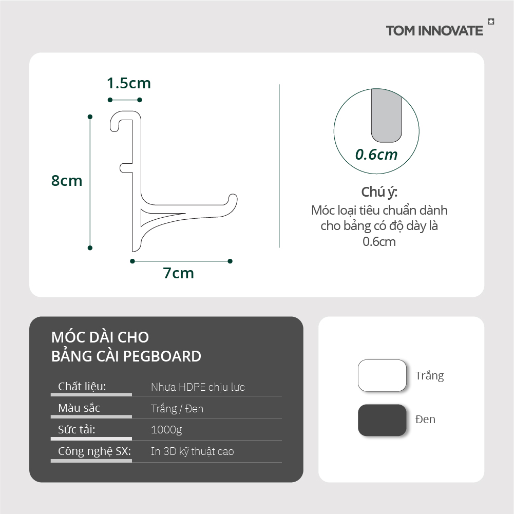 Set 2 móc treo keyboard bảng cài Pegboard