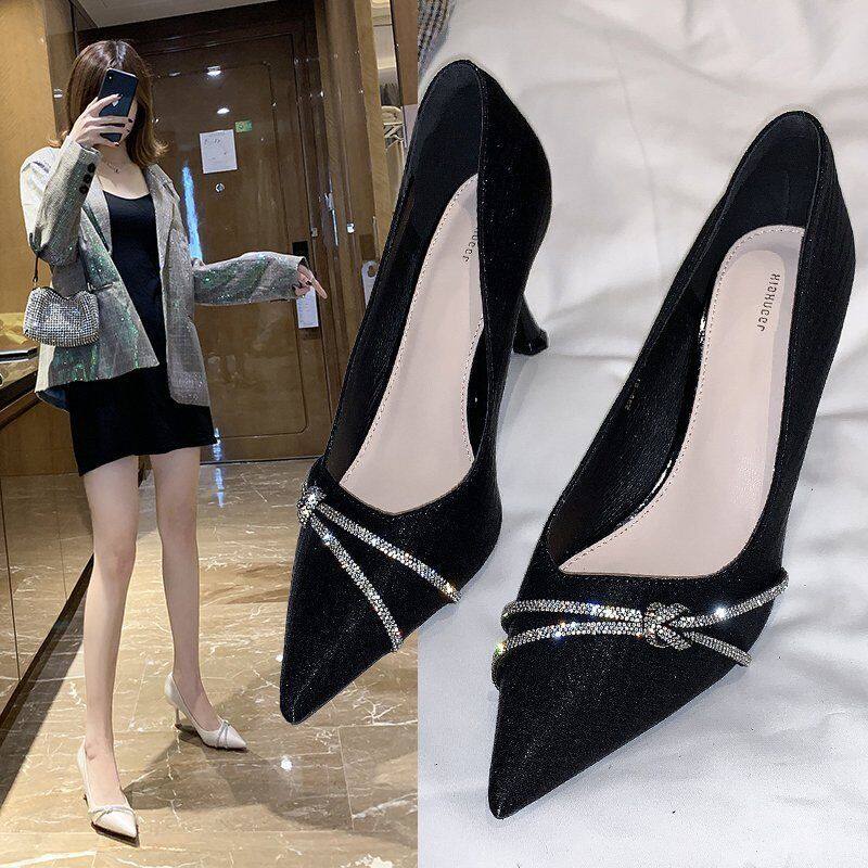 Giày Nữ Giày Cao Gót Mũi Nhọn Đính Đá A3, GIAYDEPXINH,DANGMI