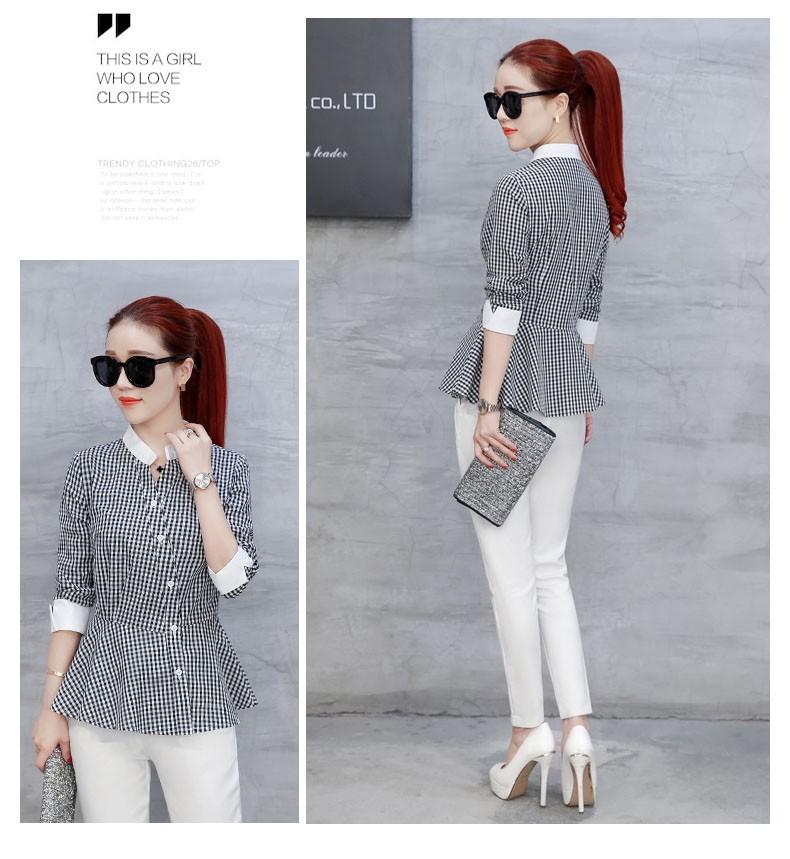 [HCM]Áo kiểu sọc caro peplum