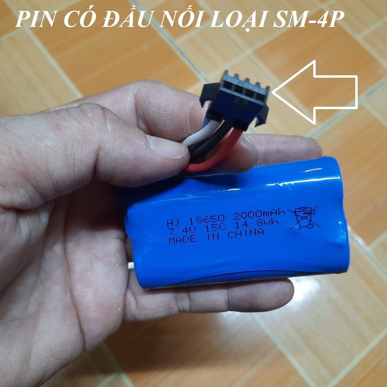 Pin sạc li-ion 18650 7.4v 2000mah cổng nối sm-4p dùng cho xe mô hình điều khiển từ xa