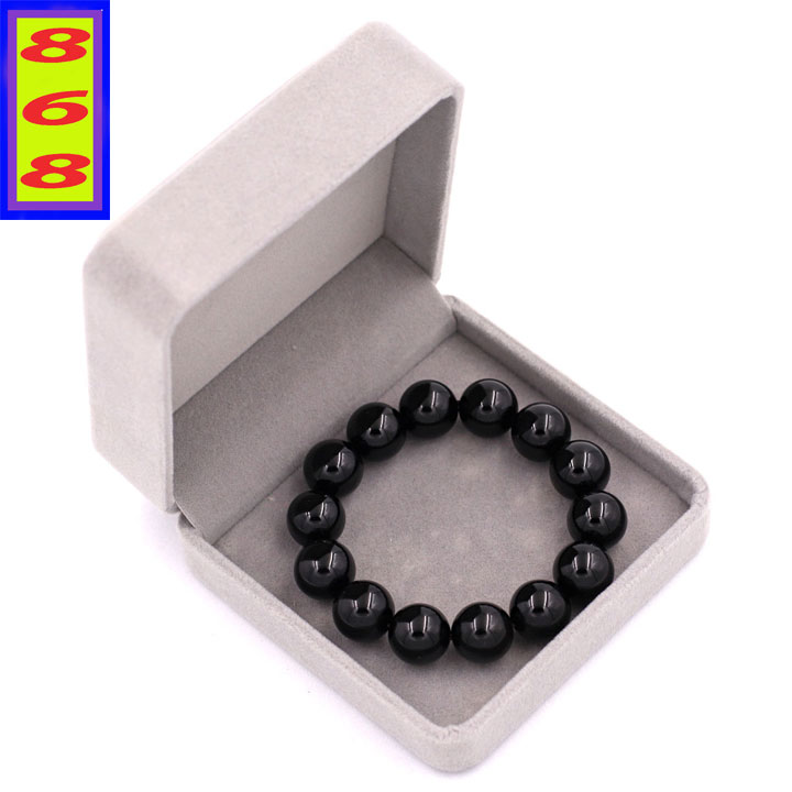 Round chain bracelet quartz stone Black 14 Cup 14 beads-Case par rustic par glass, bracelet beads chain, bracelet feng shui