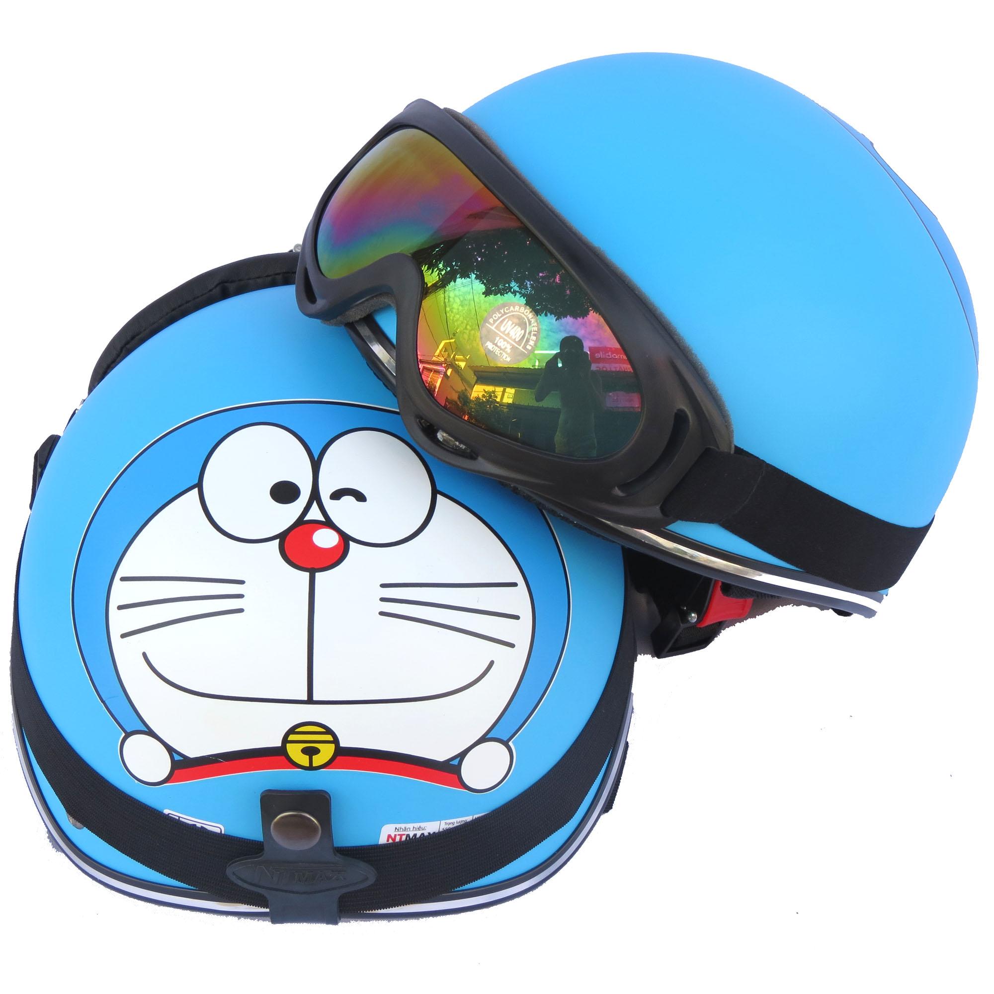 Mũ bảo hiểm NTMAX 1/2 Doremon kính phi công hoặc uv400 siêu cute