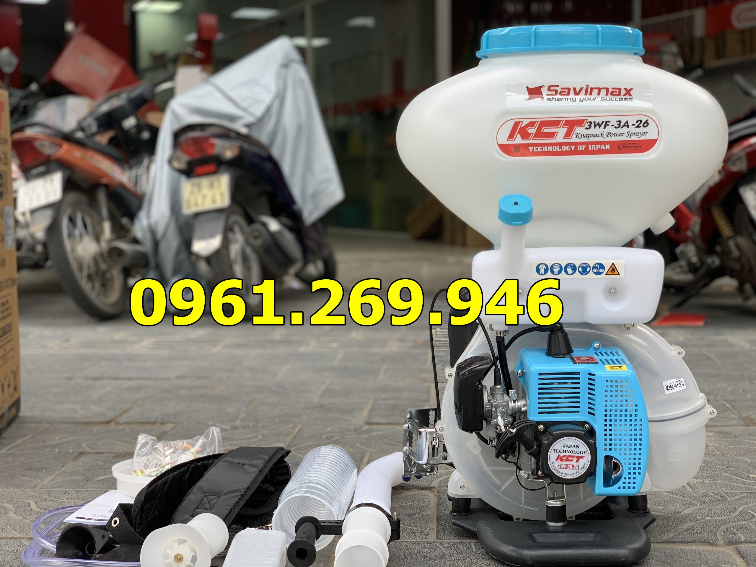 Máy phun hạt, xạ lúa, bón phân KCT 3WF-3A-26