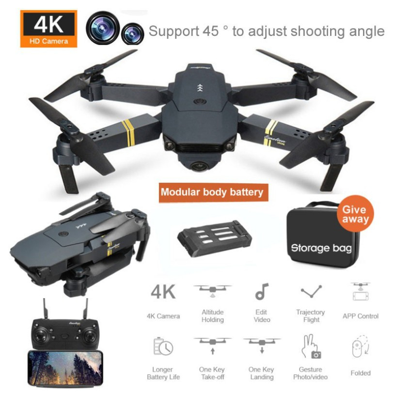 Flycam E58 wifi, camera 4K, tặng túi đựng ( có thể độ lên pin 1200mah)