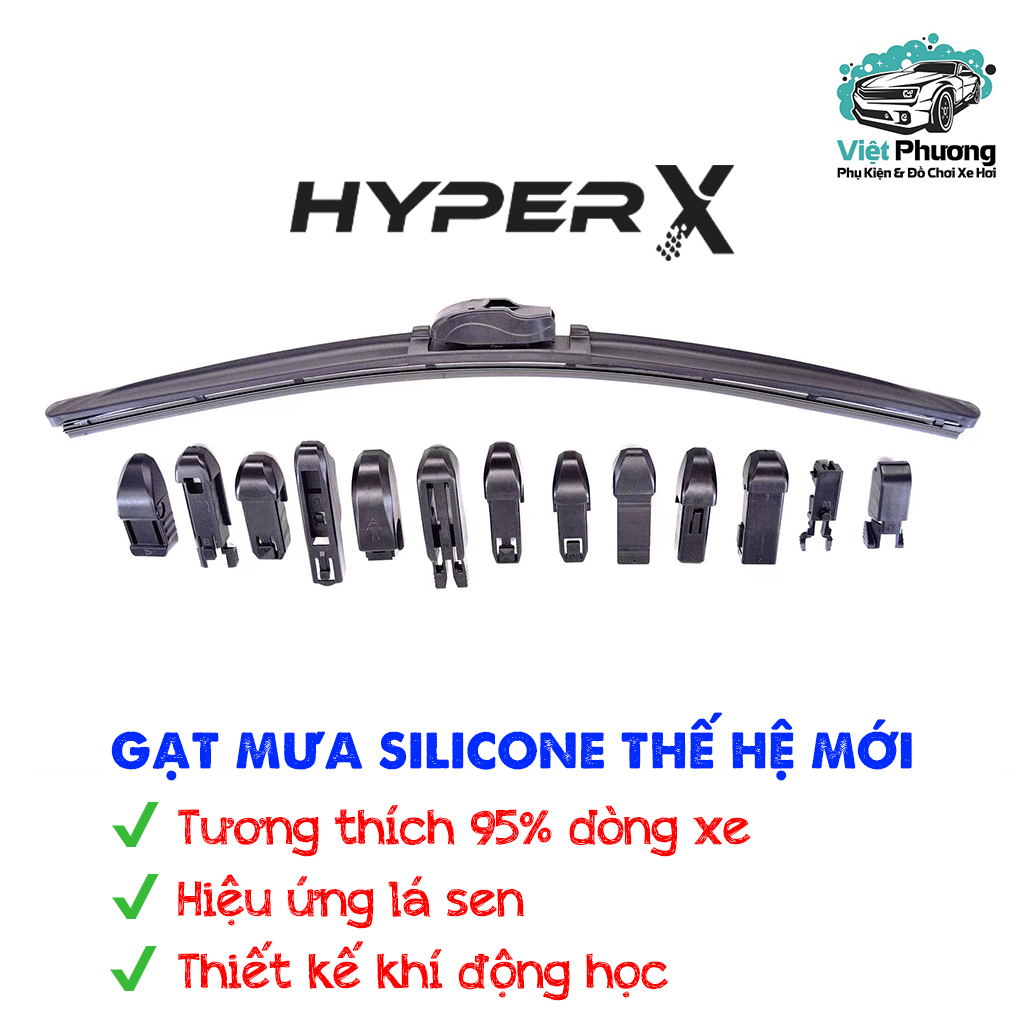 Gạt Mưa Silicone HyperX CAO CẤP Hỗ Trợ Thay Ngàm Đa Năng Lưỡi Gạt Tạo Hiệu Ứng Lá Sen