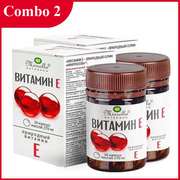 Vitamin E đỏ Nga [COMBO 2 HÔP] hộp 30 viên Vitamin mờ nám sáng da dưỡng da tốt nhập khẩu