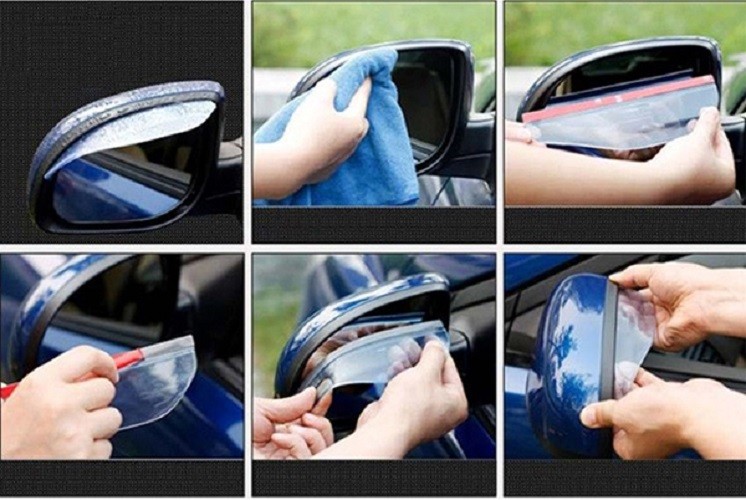 Bộ 2 Miếng Vè Che Mưa Gương Chiếu Hậu (Màu Đen)