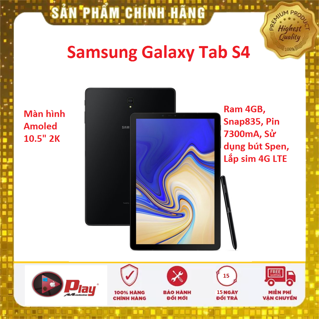 Máy tính bảng Samsung Galaxy Tab S4 | Bộ nhớ 4/64GB, cấu hình mạnh, dung lượng pin lớn | Mua tại Playmobile