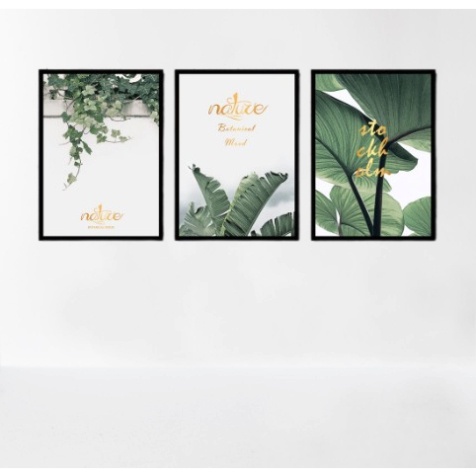 Tranh treo tường Bộ 3 tranh ghép treo tường decor siêu nhẹ, tranh dán tường có sẵn keo 2 mặt,T36