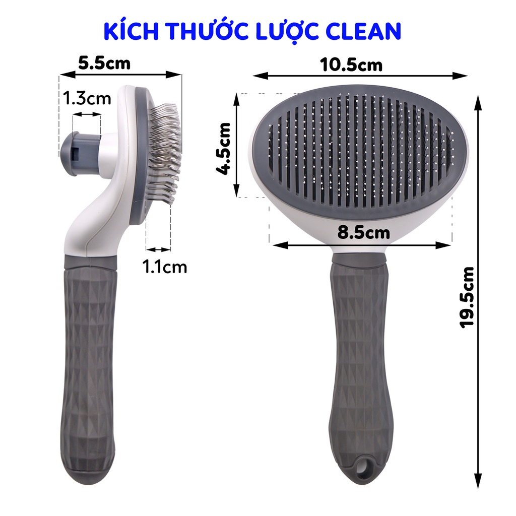 [HOÀN TIỀN 10%]Lược Chải Lông Cho Chó Mèo Có Nút Bấm, Lược Chải Lông Chó Poodle Phốc Sóc, Thú Cưng - BomPet