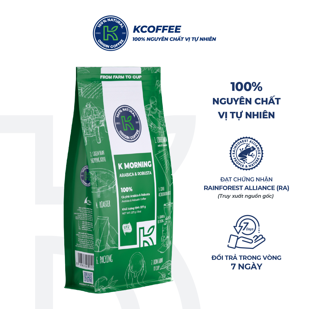 Roasted and Ground Coffee Specialty Pure Filtered Coffee K Coffee K Morning New 227g (Filter Coffee, Traditional Coffee)