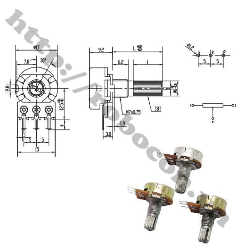 CHIẾT ÁP BI ĐƠN 50K OHM B50K 2 CÁI