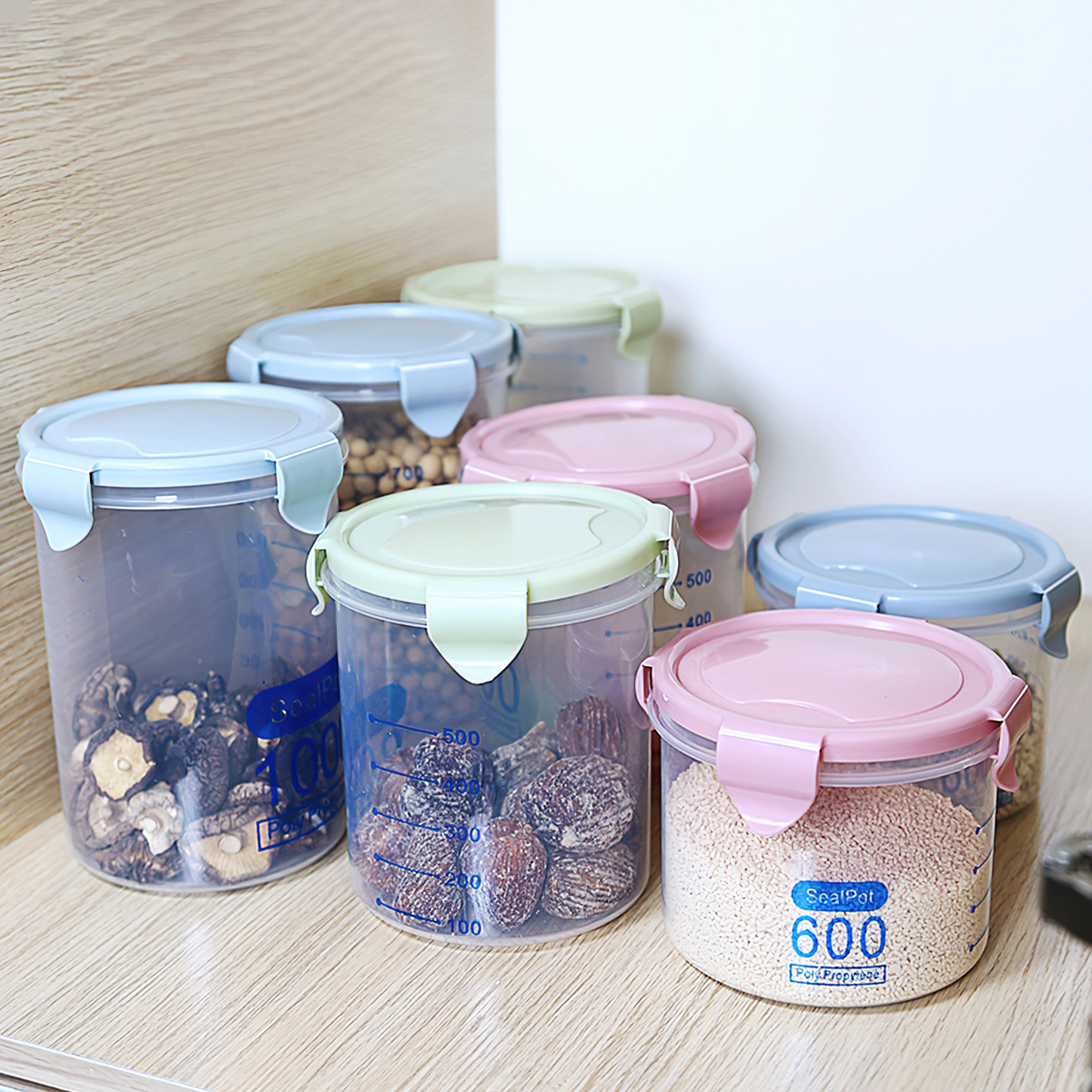 Q Hộp đựng thực phẩm gia vị tủ lạnh nhà bếp bằng nhựa kín trong suốt sức chứa lớn 600-1500ml Y
