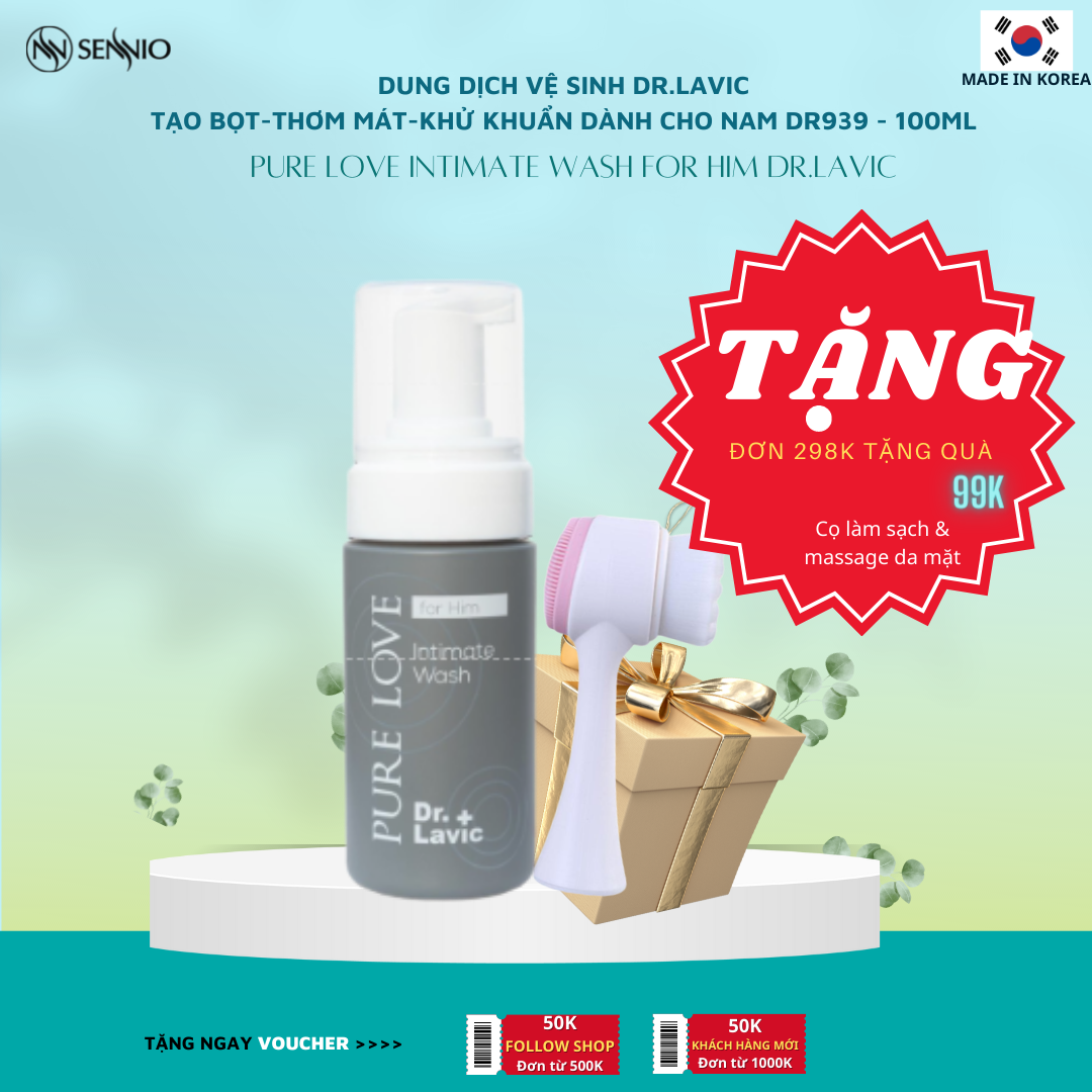 Dung dịch vệ sinh nam Dr.Lavic Pure Love Intimate Wash For Him dạng bọt thơm mát khử khuẩn tốt 100ml