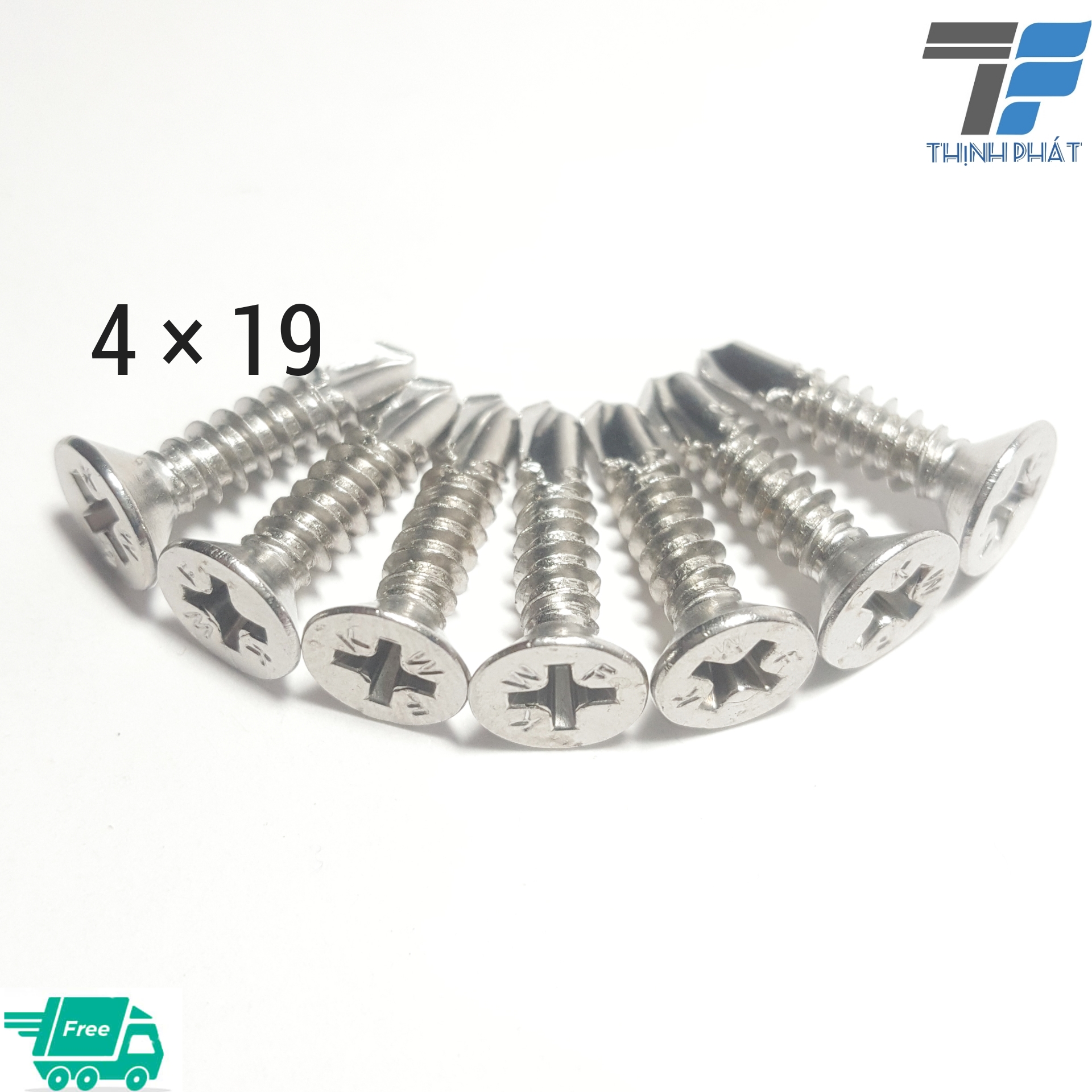 100 con vít inox 4*19 [ inox  410 tự khoan đầu bằng ] vít đuôi cá